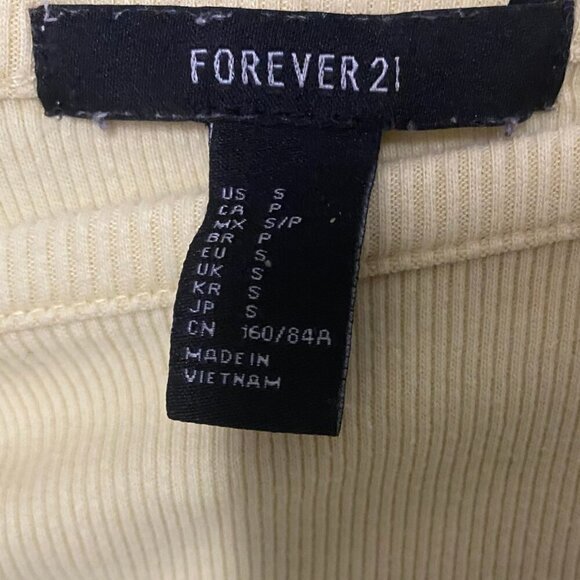Forever 21 Yellow Ribbed Lettuce-Hem Crop Top – Size S - Picture 5 of 5